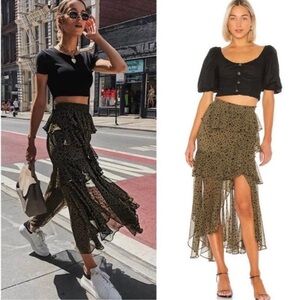 Misa Los Angeles Black and Olive Maxi Skirt XS